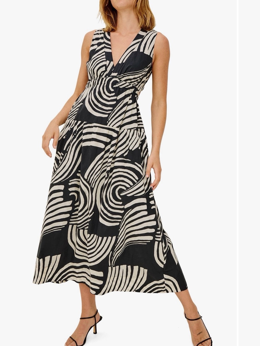 Rails Black & Cream Abstract V-Neck Maxi Dress